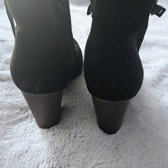 Torrid wide width black faux suede booties with stacked block heel - Picture 4 of 6